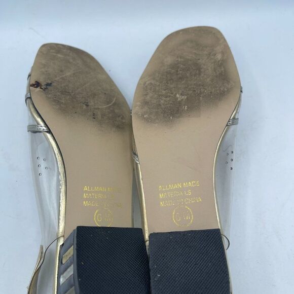 Vintage Clear Slingback Gold Pumps With Block Heel 6 - Picture 7 of 10